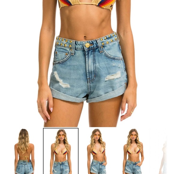 Aviator Nation Blue Jean Shorts mid rise rocker 27 EUC - Picture 1 of 4